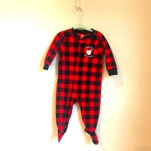 Carter’s 12 month fleece red Buffalo plaid pajamas